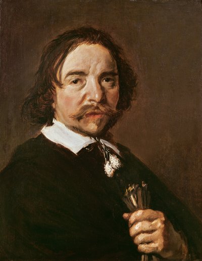 手袋と黒髪の男の肖像、1657年頃 作： Frans Hals