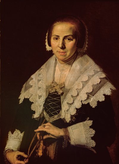 ファンを持つ女性の肖像画、1640 作： Frans Hals
