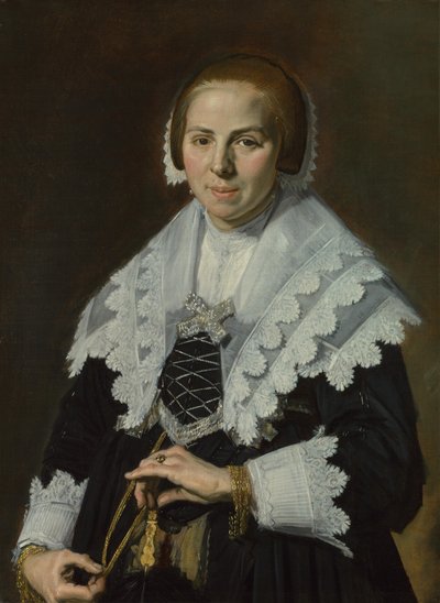 ファンを持つ女性の肖像、c。 1640 作： Frans Hals