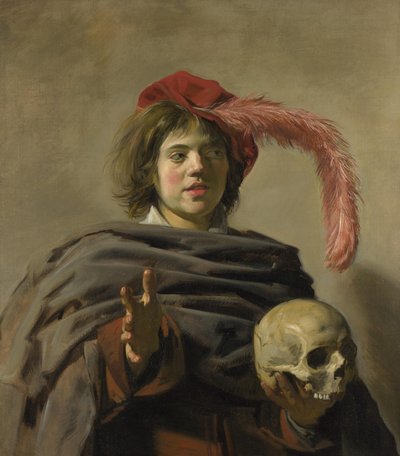 頭蓋骨を持った青年（ヴァニタス）、1626年頃（キャンバスに油彩） 作： Frans Hals