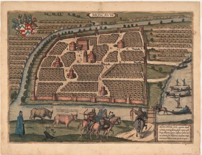 16世紀のモスクワの地図From：Civitates orbis terrarium、1575 作： Frans Hogenberg