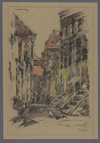 デルフトの Halsteeg 作： Frans Holst (signed by artist)