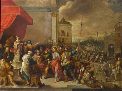 カヤパの前のキリスト、c。 1650年。 作： Frans III Francken
