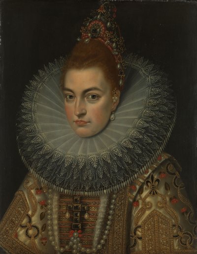 イザベラ・クララ・エウジェニア大公妃の肖像（1566-1633、スペインのインファンタ）1600年頃（銅に油彩 作： Frans II (studio of) Pourbus