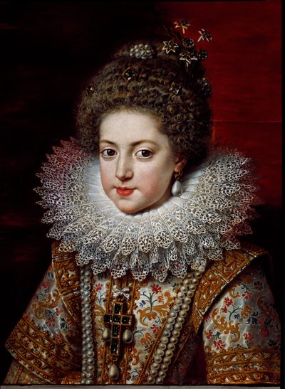 フランスのエリザベート（ブルボン家のエリザベート）の肖像」1611年頃（絵画 作： Frans II Pourbus