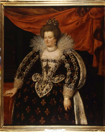 ヘンリー4世の妻であり、ルイ13世の母であるメディチ家のメアリー（1573 - 1642）の肖像。フランシス・ポルビュス・ル・ジューン（フランソワ（フランツ）・ポルビュス）の絵画 作： Frans II Pourbus