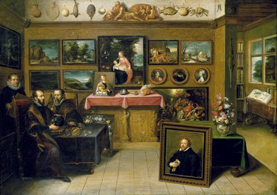 アブラハムとジャストゥスリプシウスのコレクターキャビエント、1618年 作： Frans II the Younger Francken