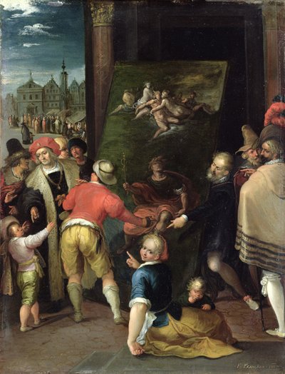 Apelles and the Shoemaker、1610-15（銅に油彩） 作： Frans II the Younger Francken