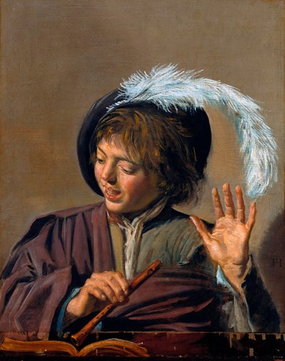 フルートを持った歌う少年、1623年頃 作： Frans I Hals