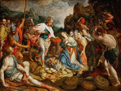 David et Abigail - ダビデとアビゲイル」プールブス、フランツ、ザ・エルダー（1546-1581）作。木に油彩、1575年頃。サイズ：158x208 cmヴィエンヌ美術史博物館 作： Frans I Pourbus