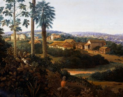 ブラジルのセリンヘム村」または「ブラジルのサトウキビ農園主の家」（油彩・キャンバス 作： Frans Post