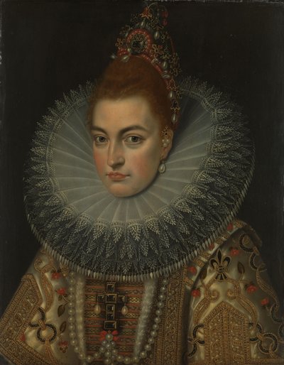 大公イザベラ クララ ユージニア (1566-1633) の肖像、スペインのインファンタ 作： Frans Pourbus (II) (workshop of)