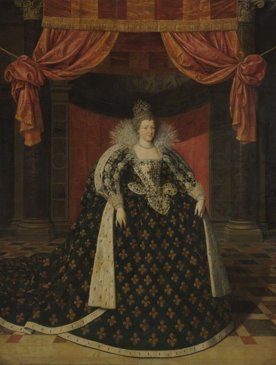 マリー・ド・メディシス (1575-1642)、フランスの女王の肖像、ローブ・オブ・ステート 作： Frans Pourbus (II) (workshop of)