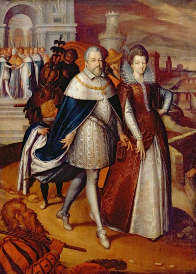 フェルディナンド1世（1549-1609）の肖像トスカーナ大公と彼の姪マリー（1573-1642）、アンリ4世の将来の妻 作： Frans Pourbus the Younger