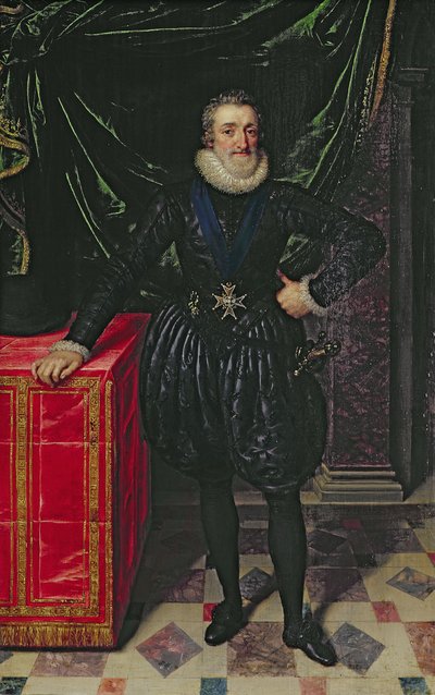 アンリ4世の肖像画（1553-1610）フランスの王、黒い衣装を着たc.1610（パネル） 作： Frans Pourbus the Younger