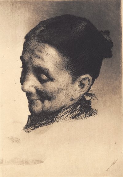 見下ろした年配の女性の頭、左向き 作： Frans Schwartz