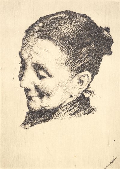 見下ろした年配の女性の頭、左向き 作： Frans Schwartz