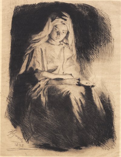 ランプを持つ女性 作： Frans Schwartz