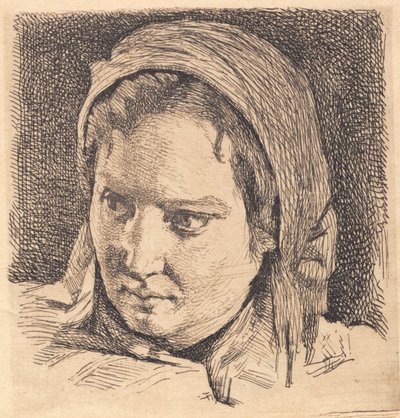 見本皿：頭にスカーフを巻いた女の子 作： Frans Schwartz