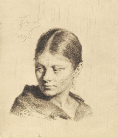 横を見る若い女の子 作： Frans Schwartz