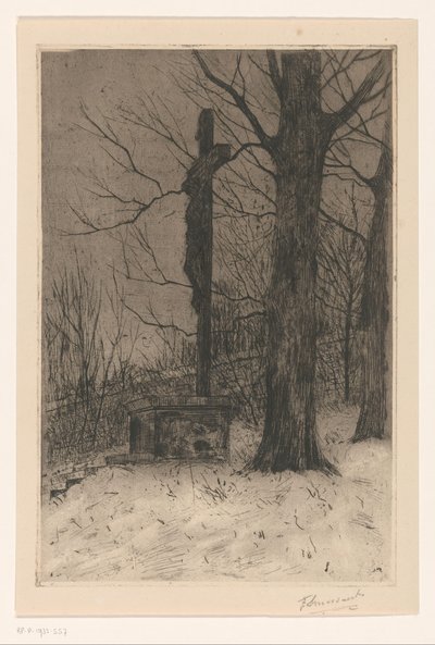 木の横にある十字架 作： Frans Smissaert (signed by artist)
