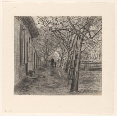木、女性と子供のある農場 作： Frans Alexander Evert Lodewijk Smissaert