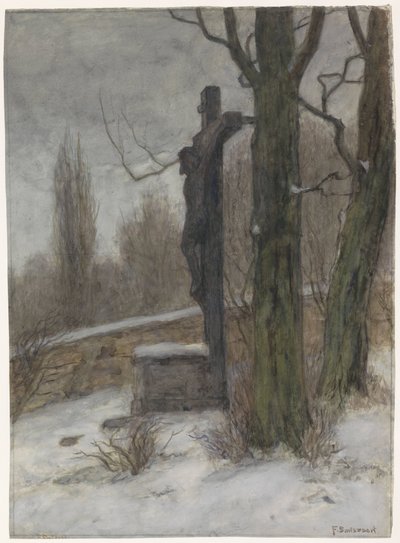 雪に覆われた森の十字架 作： Frans Alexander Evert Lodewijk Smissaert