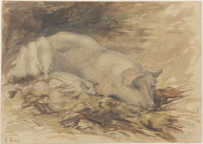 子豚と種をまく 作： Frans Alexander Evert Lodewijk Smissaert