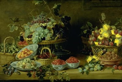 テーブルの上の果物のある静物 作： Frans Snijders