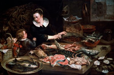 魚屋ショップ、c1616-1618。 作： Frans Snyders or Snijders
