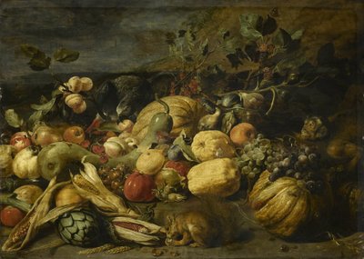 サル、オウム、リスと果物や野菜 作： フランス・スナイデルス
