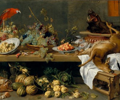 果物、野菜、死んだジビエのある静物画 作： フランス・スナイデルス