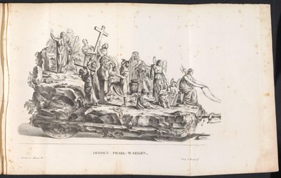 1825 年、聖ロンブーの行列の 3 番目のフロート Derden Prael-waegen (オブジェクトのタイトル) 作： Frans Vervloet