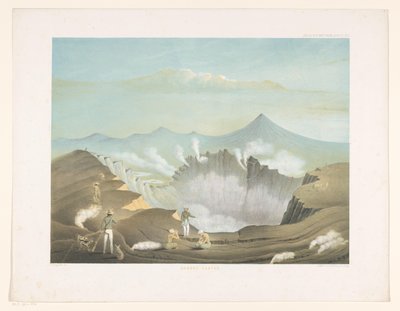 西ジャワのグントゥール火山 Gunong Guntur (オブジェクトのタイトル) Atlas to work Java (オブジェクトに関するシリーズ タイトル) Java の作品に属する 11 の絵のように美しい景色を含むプレートのアトラス、その外観、植生、および内部構造 (シリーズ t 作： Frans Wilhelm Junghuhn
