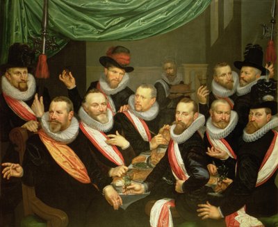 サン・ホルヘの市民警備隊の将校と副官の晩餐会 作： Frans de Grebber