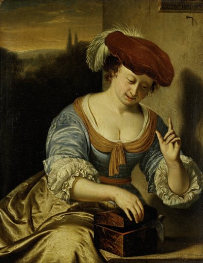 逃げた鳥：純潔の寓意 作： Frans van Mieris (I)