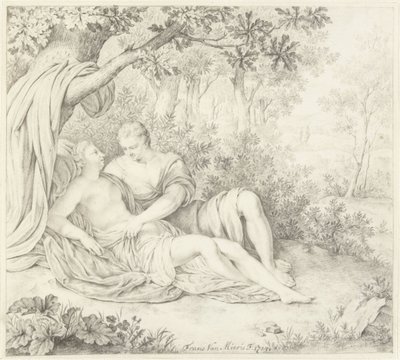 ツリーの下の愛のカップル 作： Frans van Mieris (II)