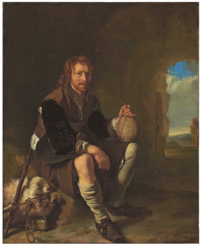休憩中の旅行者 作： Frans van Mieris
