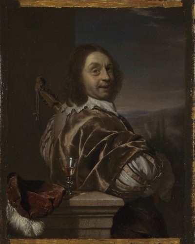シターンのある自画像、1674 作： Frans van Mieris the Elder