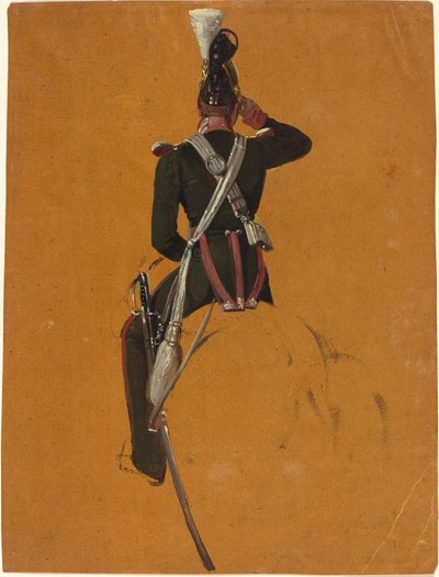 後ろから見た騎馬将校 作： Franz Adam