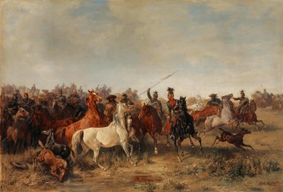 UhlansはHonved-Hussars、1863年から馬を盗みます 作： Franz Adam