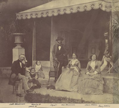 [アントワーヌ家とホイザーマン家の集合写真]、1850 年代から 60 年代。 作： Franz Antoine