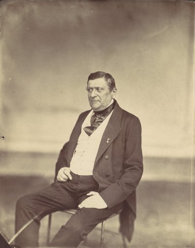 [白いベストとダーク コートを着た座っている男性]、1850 年代から 60 年代。 作： Franz Antoine