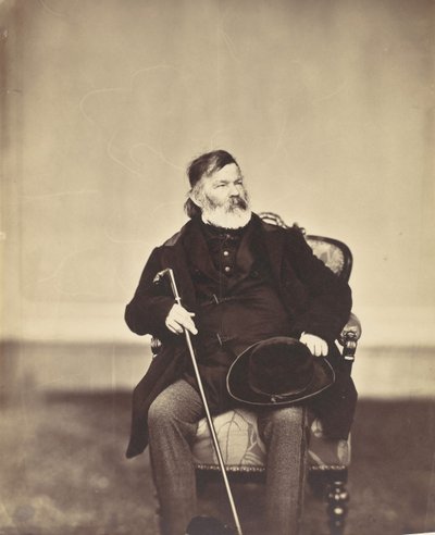 [杖と帽子をかぶった座った男]、1850 年代から 60 年代。 作： Franz Antoine