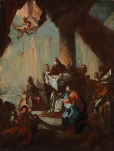 ウィーンのセントウルリッヒ神殿でのキリストの提示に関する研究c。 1750。 作： Franz Anton Maulbertsch