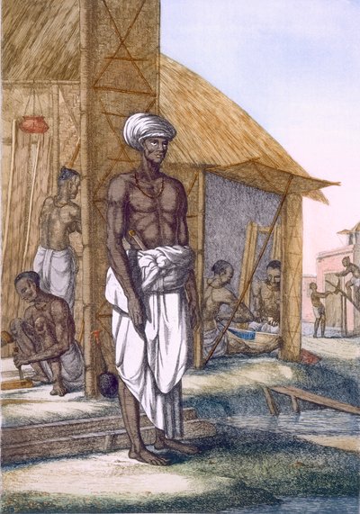 大工、「ヒンズー教徒、またはその方法、衣装、儀式の説明」、c.1808-12（カラーエッチング）から 作： Franz Balthazar Solvyns