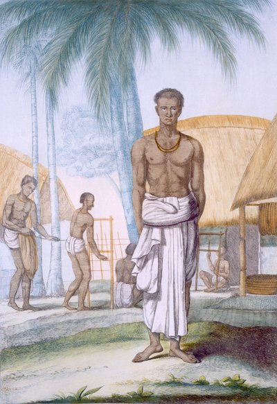 ロープメーカー、「ヒンズー教徒、またはその作法、衣装、儀式の説明」、c.1808-12（カラーエッチング） 作： Franz Balthazar Solvyns