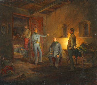コパルとシュレヒタ大佐がイタリアの農民小屋で過ごした最後の夜 作： Franz Brudermann