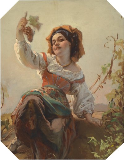 ブドウを持つイタリアの女の子 作： Franz Dobiaschofsky