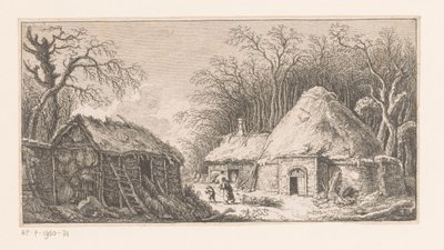 棒の束を引きずる女性と子供 Suite de Paysages (連載タイトル) 作： Franz Edmund Weirotter